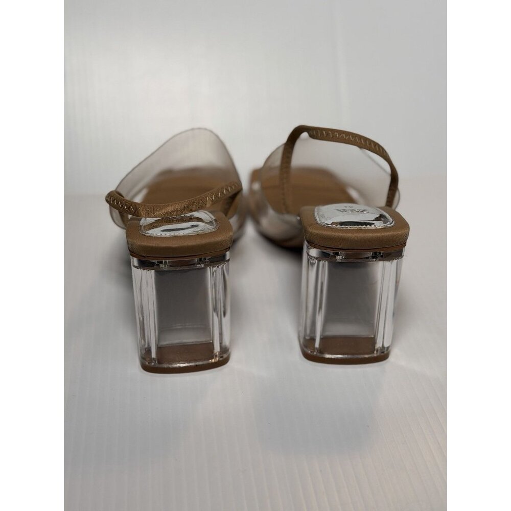Zara Clear Strap Nude Block Heel Sandals - Picture 6 of 10